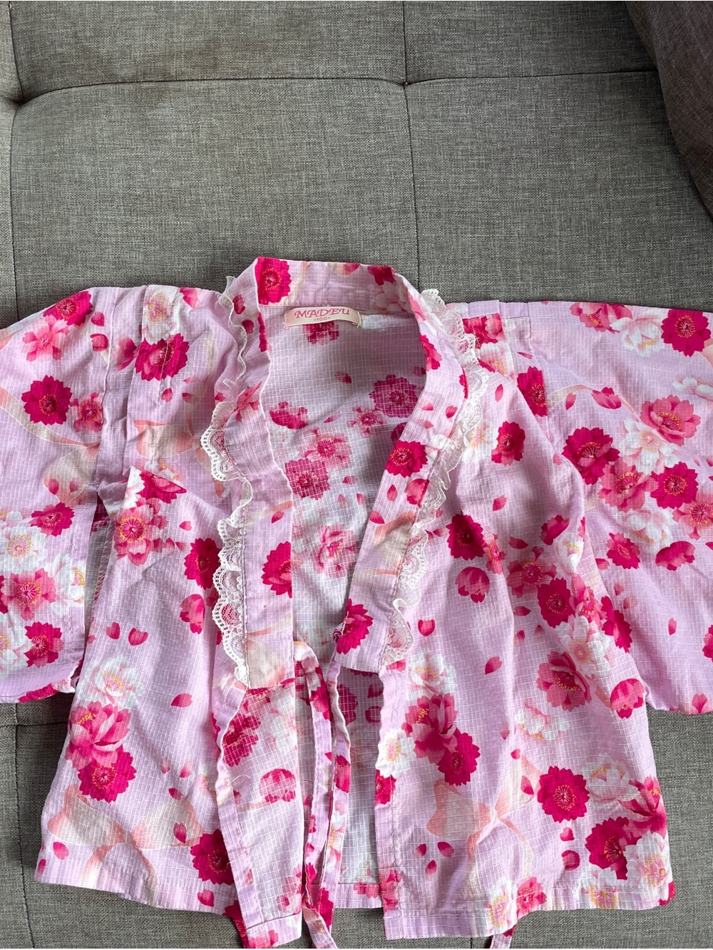 Toddler Girl Floral Kimono Top with Lace Trim 2T 3T Cherry Blossom